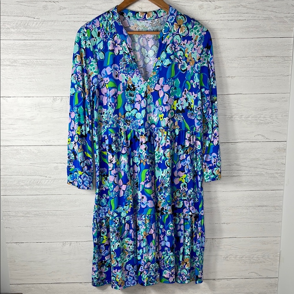 Lilly Pulitzer Blue Floral Long Sleeve Dress
